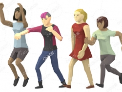 4个低面多边形卡通女性动画角色C4D模型Animated Women Characters