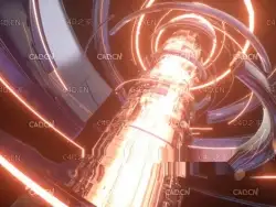 光线环绕三维立体科幻感科技能量柱C4D OCTANE工程