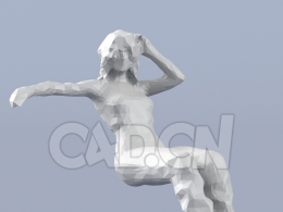 低面多边形卡通人物坐着的中年女人模型