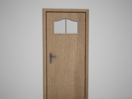 办公室黄色门2格玻璃门C4D模型下载 Door model