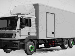 德国曼封闭厢式卡车快递运输车2019款C4D汽车模型下载