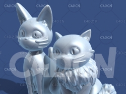 吉吉莉莉动漫卡通猫咪角色雕塑C4D模型 JiJi Lily