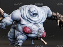 变异巨瘤双面人连体怪兽C4D模型Abomination Twins