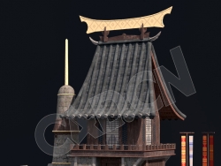 C4D香格里拉中式建筑模型 Kitbash3d-Shangri-La_BldgSM_D_grp
