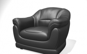 黑色真皮单人沙发C4D模型（c4d for vray）Single person sofa