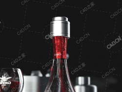 洋酒瓶酒杯场景C4D Octane Renderer模型