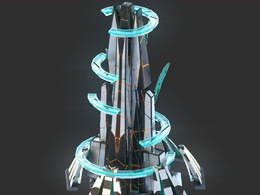 未来科幻创意摩天大楼建筑c4d模型 Sci-Fi Futuristic Future Fantasy City Building-4