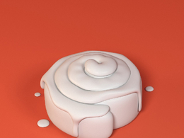 低面卡通肉桂卷图标模型Cinnamon Roll