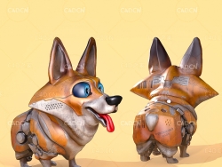 科幻电子卡通机械狗C4D模型 Mechanical dog 3d model