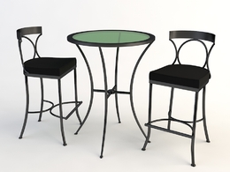 欧式铁艺桌椅 茶桌 圆桌 餐桌 玻璃桌椅C4D模型 Tables and chairs -060 3d model