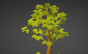 卡通绿树树叶掉落动画C4D模型 Cartoon tree 3d model