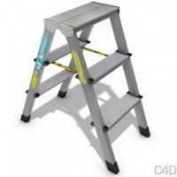 金属人字梯3D模型：Three Step Ladder 3D Model