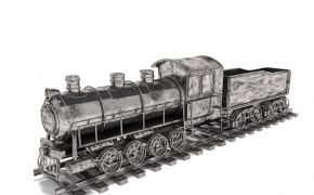 老式火车C4D模型 Old train 3D model