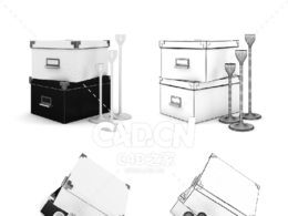 装饰盒箱子高脚杯装饰品C4D模型