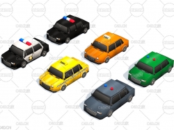 6辆低面多边形警用车辆模型 cars model pack low poly gons toon style vehicles