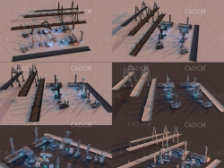 低面科幻城市建筑C4D模型 Sici-fi CITY Package