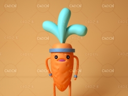 C4D OCTANE卡通胡萝卜角色模型 carrot