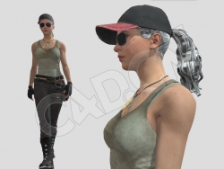戴墨镜鸭舌帽的女性C4D人物模型(包含绑定和动画)