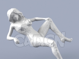 低面多边形卡通人物后躺的中年女性姿势模型