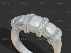 镶嵌三颗宝石的钻戒C4D模型 Avalon Allyson 7181