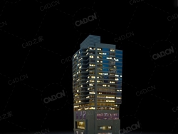 夜间摩天大楼办公楼写字楼C4D模型 Archmodels Vol.103_Night Skyscrapers - model-67
