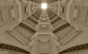 旋转楼梯塔内部结构C4D模型 Stairway Tower