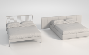 酒店标间双人床C4D模型 bed 3d models