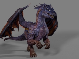 C4D长翅膀的魔龙模型（含绑定+动画）Dragon 3d model