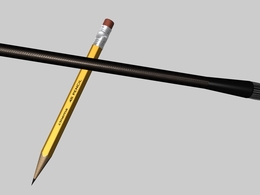 毛笔+铅笔C4D模型 brush pencil
