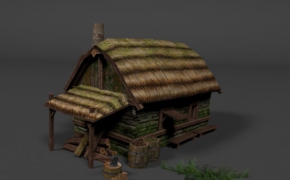 茅草屋C4D模型 Medieval Hut 3d model