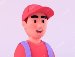 男同学大学生卡通人物角色模型College Student