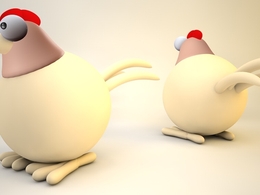 呆萌的卡通小鸡C4D模型 chicken 3d model