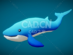 C4D卡通蓝鲸鱼动物模型下载
