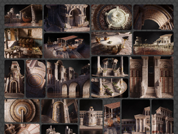 北欧亚特兰蒂斯希腊神话风格殿堂建筑场景3D模型 KitBash3D - Atlantis