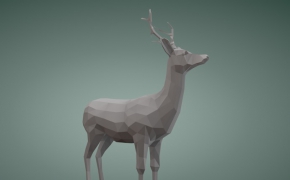 低面动物模型：鹿C4D模型 deer