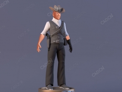 戴帽子子弹手枪的西部牛仔人物C4D模型Cowboy