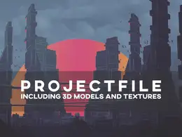 C4D卡通城市日落创意工程 SUNSET