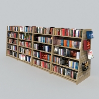 图书阅览室书架C4D模型 Bookstore desk, bookcases, shelves 3D model