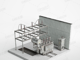 电力变压器配电箱C4D模型下载