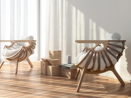 C4D VRAY室内模型：书房休闲椅场景渲染模型 Shell Chair Scene