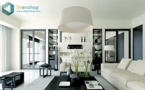 简约客厅3D模型 3DARCSHOP Scene Interior for 3ds Max