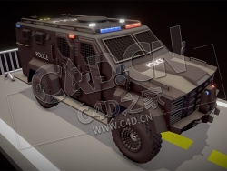 C4D低面卡通警车武装车辆模型 Police_Car