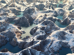 C4D雪山水池景观场景模型 Northern Landscape