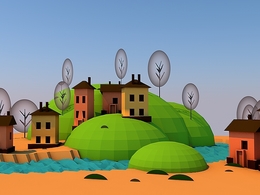 C4D低面卡通村庄工程模型 Village