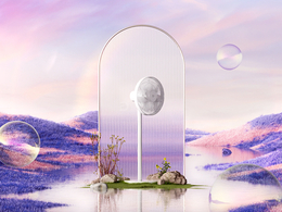 河水中央的落地电扇创意场景
