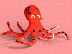 卡通章鱼八爪鱼C4D模型 octupus 3d model