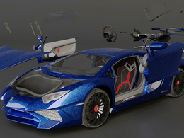 拆解的法拉利跑车C4D模型 Lamborghini Aventador LP 750-4 SuperVeloce 3D Model