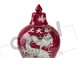 白刻龙纹五行红釉古玩瓷器C4D模型下载