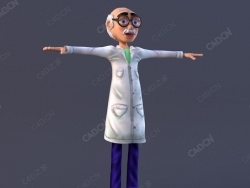 老教授卡通人物C4D模型professor