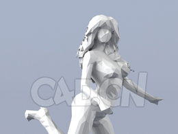 低面多边形卡通人物双膝跪地的女性模型